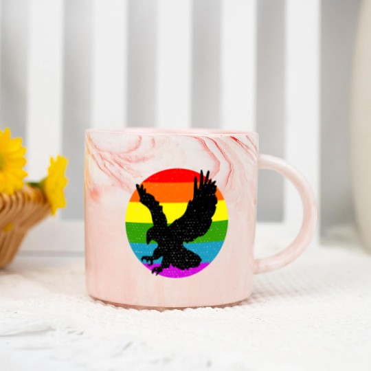 Rainbow Hawk Marble Mugs