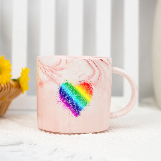 Rainbow Heart Vintage <3 Marble Mugs