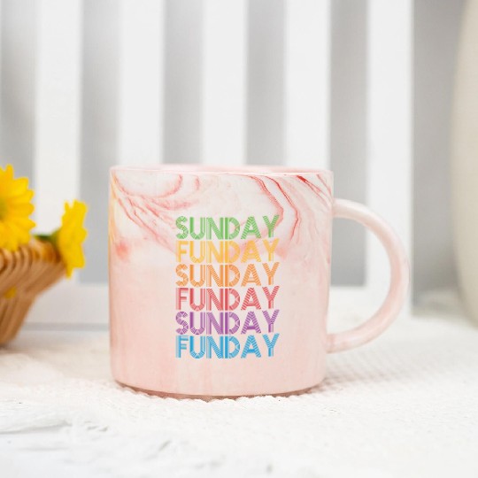 Sunday Funday Vintage Rainbow Marble Mugs