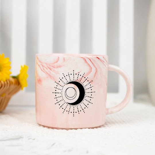 Sun and Moon Crescent Moon Marble Mugs