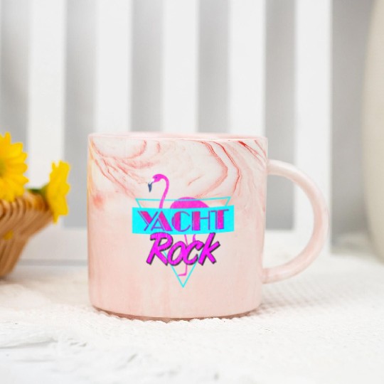 Yacht Rock Retro Flamingo Marble Mugs