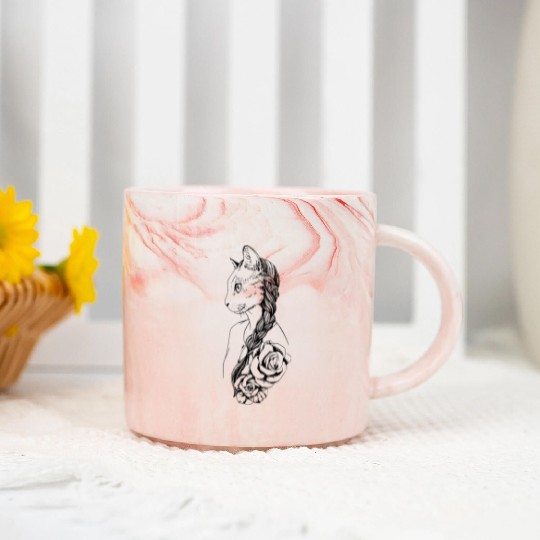 Cat Woman Marble Mugs