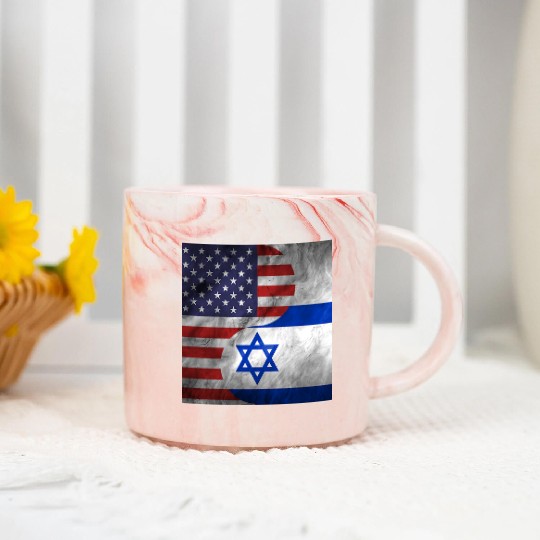 USA Israel Dual Yin Yang Flag Marble Mugs