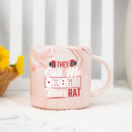 River Rat Funny Poker Player Texas Holdem Lucker Marble Mugs