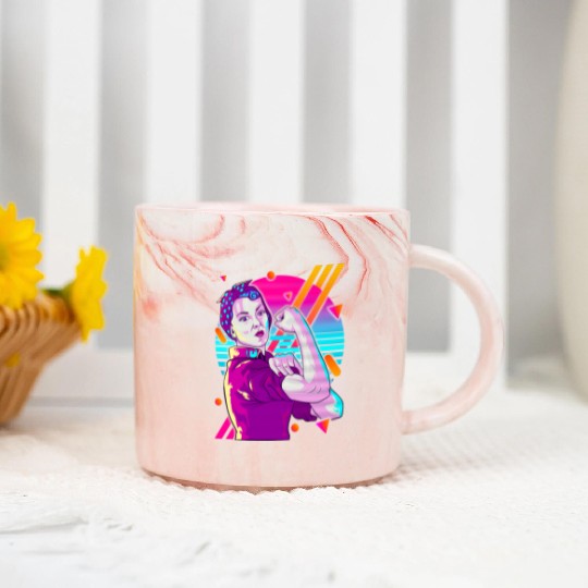 Rosie The Riveter Vaporwave Marble Mugs
