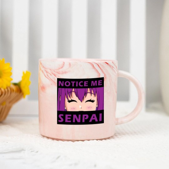 Notice Me Senpai - Japanese anime manga designs Marble Mugs