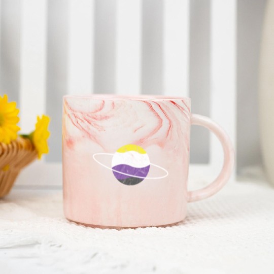 Non Binary Planet LGBTQ Flag Marble Mugs