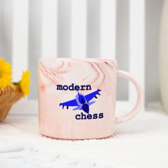 modern chess in royal blue Marble Mugs