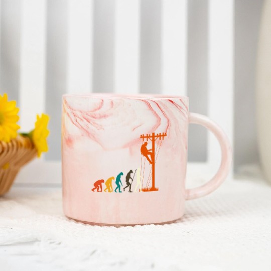 Unique Evolution Of Lineman Electrician Marble Mugs
