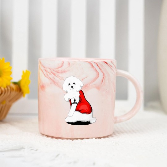 Bichon frise I Love Mom Tattoo Marble Mugs