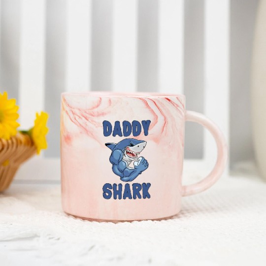 Daddy Shark Muscles Training Bodybuilding for Dad Marble Mugs