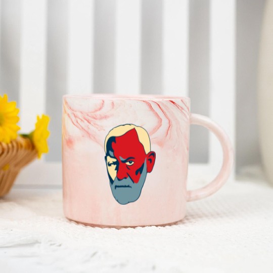 Sigmund Freud Portrait - Red and Blue Marble Mugs