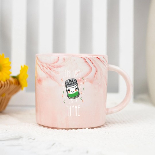 It's Party Thyme Herb Pun Marble Mugs