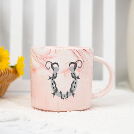 Horseshoe Wrapped in Barbed Wire Marble Mugs