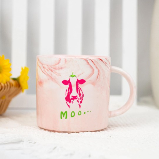 Strawberry cow, Strawberry cow pink, pink cow Marble Mugs