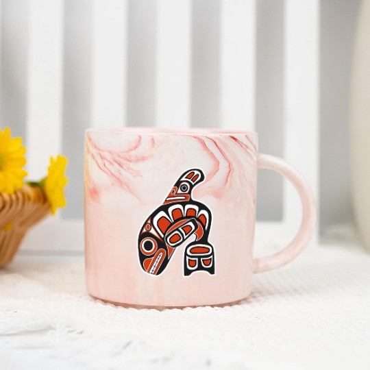 Orca Whale Indian Totem Tribal Haida Style Art Marble Mugs