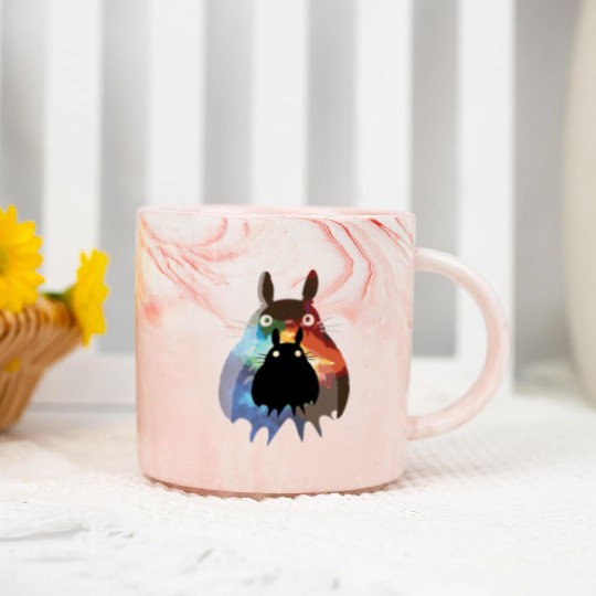 Totoro Watercolor Silhouette Fantasy Fictional Marble Mugs