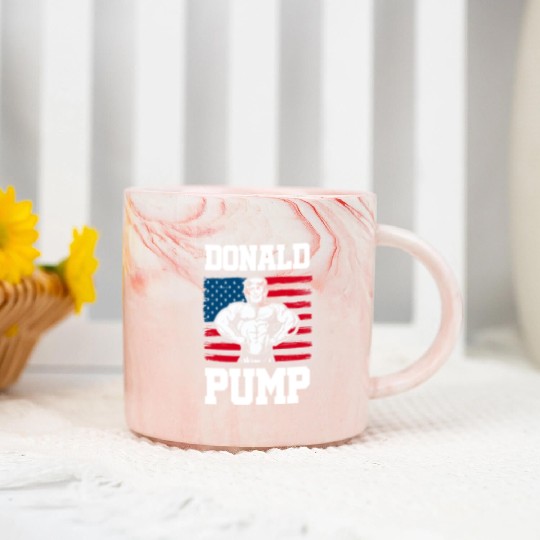 Donald Pump Trump Workout Patriotic Fitness Gym Fu Marble Mugs