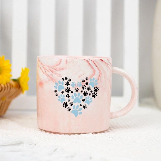 Heart of paws - Dog & Cat lover gift - Pawprint Marble Mugs