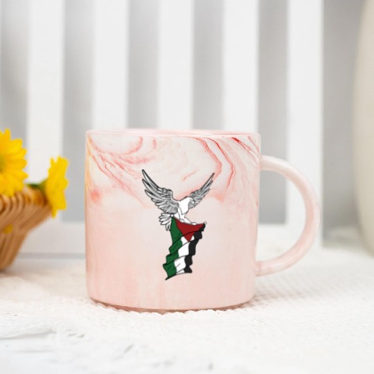 Free Palestine Palestinian Flag Bird Eagle Palesti Marble Mugs