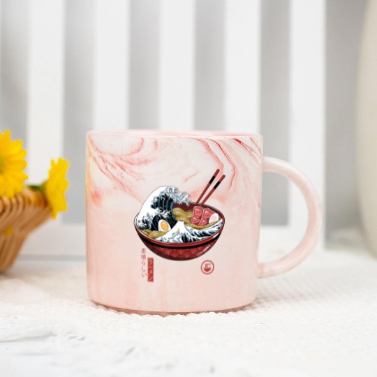 Great Ramen Wave Marble Mugs
