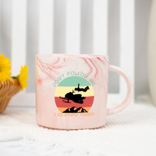 Don't follow me i do stupid things snowmobile Marble Mugs
