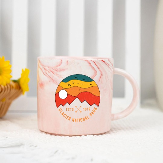 Retro Glacier National Park Montana Souvenir 80s Marble Mugs