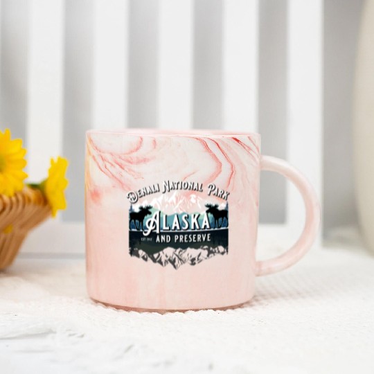 Denali National Park Alaska Ak Usa Moose Souvenir Marble Mugs