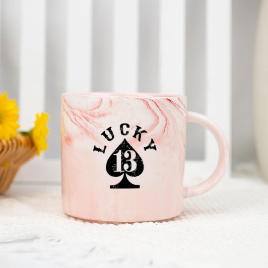 Lucky 13 Spade Marble Mugs
