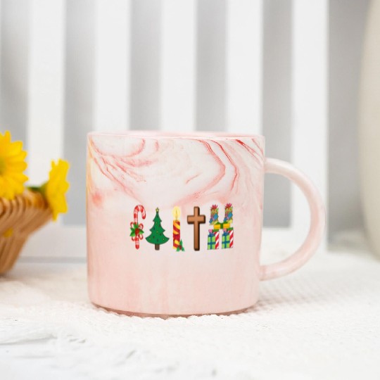 Faith Christian Christmas Marble Mugs