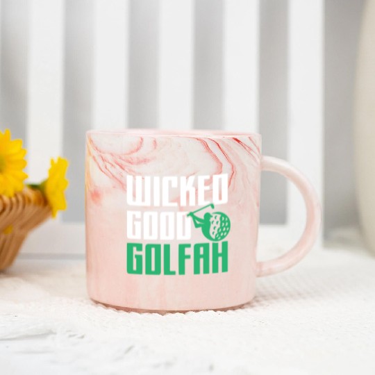 Funny New England Accent, Wicked Good Golfer Gift Marble Mugs