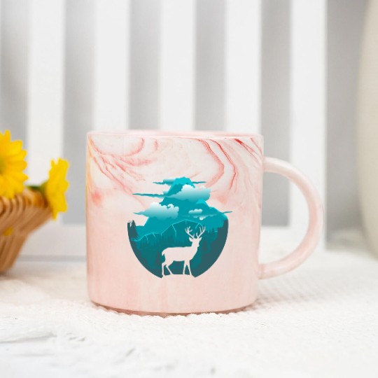 Reindeer Nature landscape Marble Mugs