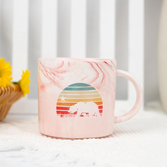California Bear Retro Vintage Sunset Marble Mugs