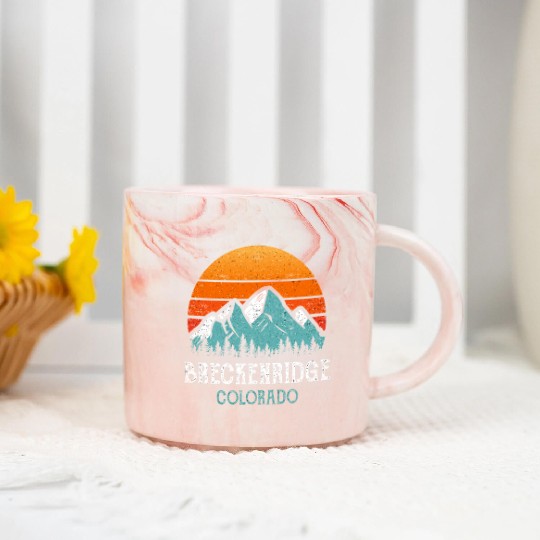 Vintage Breckenridge Marble Mugs Retro Sun Mountains