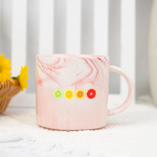 Lime Lemon Orange Vitamin Citrus Wheels of a Marble Mugs