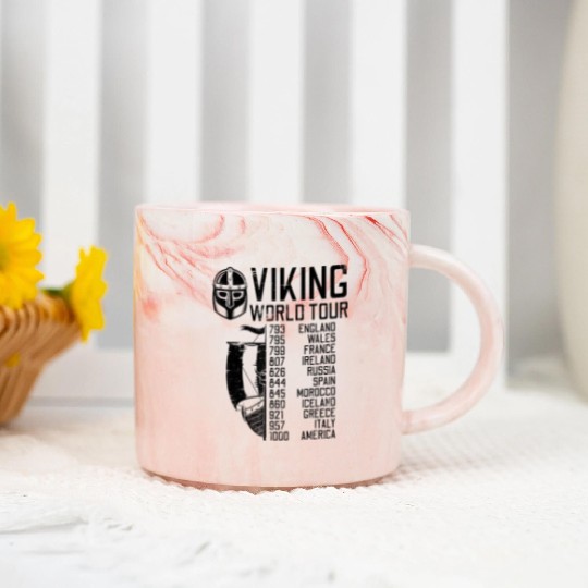 Viking World Tour Norse Mythology Gift Historical Marble Mugs