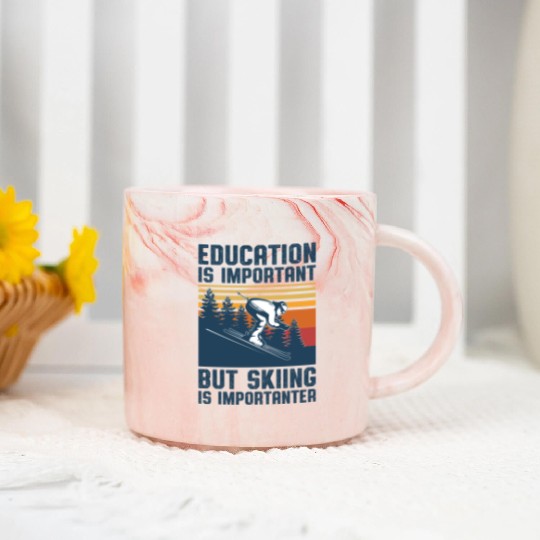 Education Is Important But Skiing Is Importanter Marble Mugs