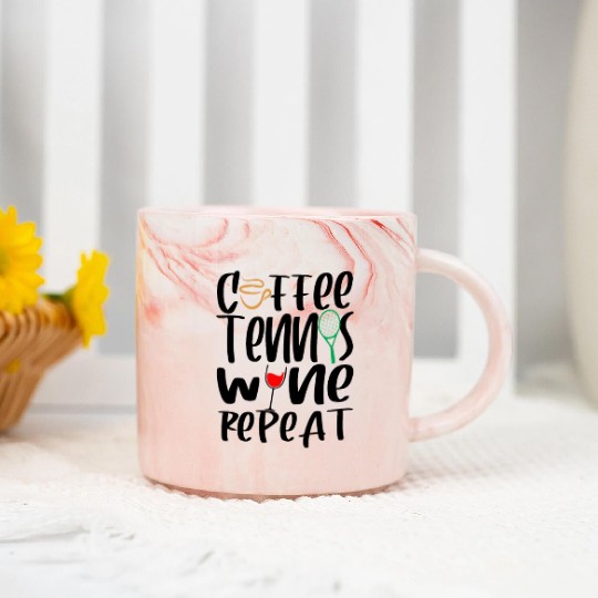Coffee tennis wine repeat gift tennis player Marble Mugs