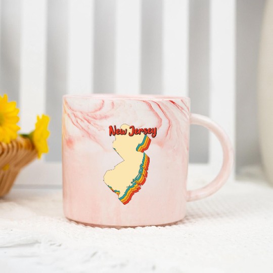 New Jersey Map Outline Vintage Retro Nj Home State Marble Mugs