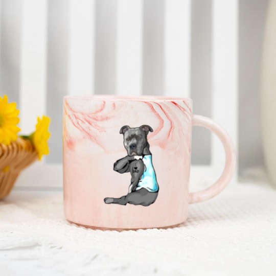 Cute Pitbull I Love Dad Dog Lovers Fathers Day Marble Mugs