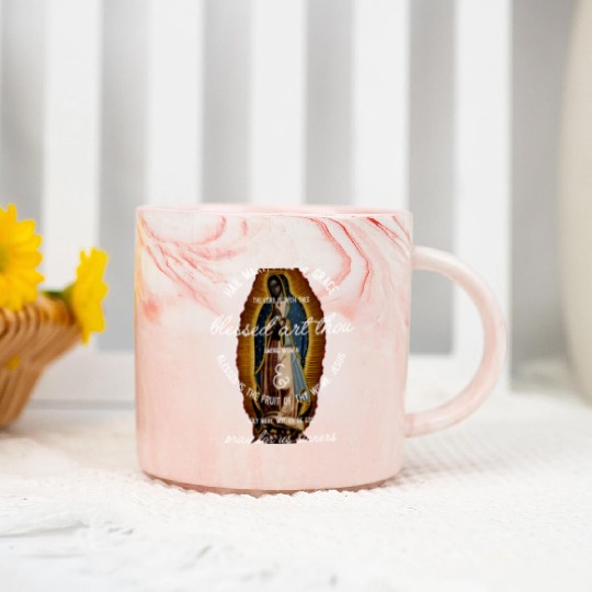 Our Lady of Guadalupe Hail Mary Prayer Catholic Gi Marble Mugs