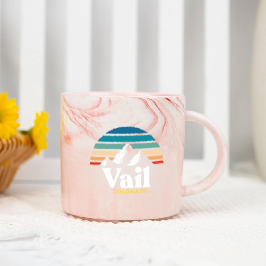 Vail Colorado Usa Ski Resort 1980S Retro Gift Marble Mugs