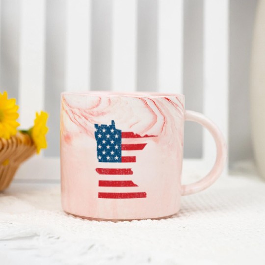 Minnesota Vintage American Flag USA Patriotic Marble Mugs