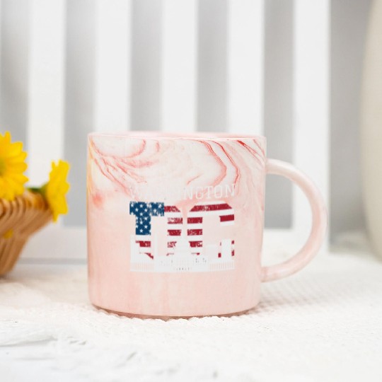 Washington Dc Capitol Hill Usa Flag Souvenir Gift Marble Mugs