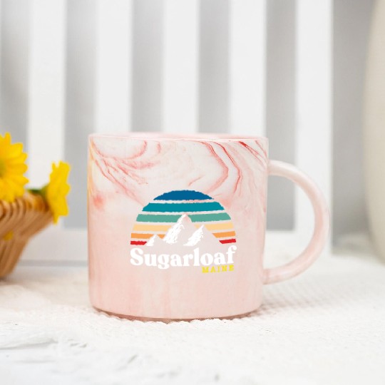 Sugarloaf Maine USA Ski Resort 1980s Retro Marble Mugs
