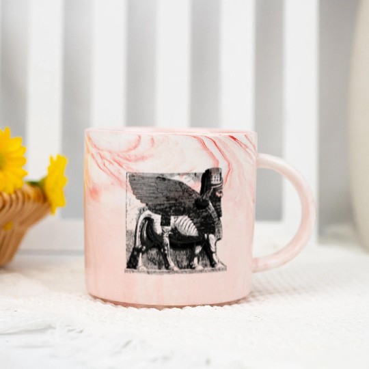 Lamassu Sumerian Persian Lion Bull Human Head Marble Mugs