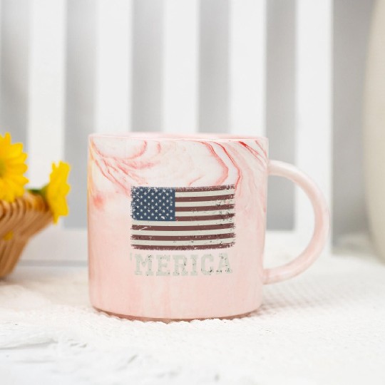 Merica Vintage Usa Flag Marble Mugs