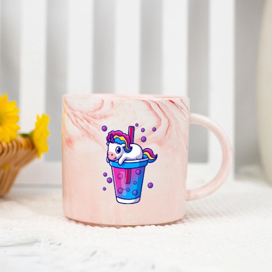 Boba Tea Bubble Tea Cute Kawaii Unicorn Bisexual Marble Mugs