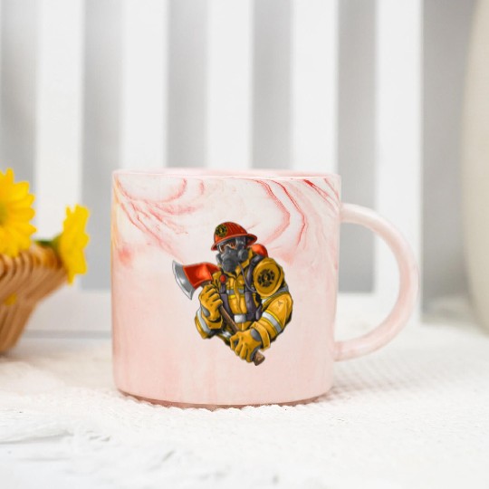 firefighter fire brigade fire station blueish use Marble Mugs
