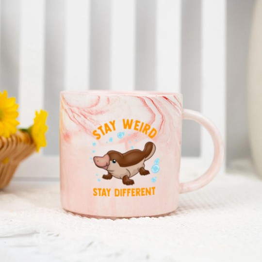 Funny Stay Weird Stay Different Cute Platypus Marble Mugs